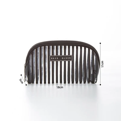 Прозрачная полосатая косметичка, 1 шт., Прозрачная женская косметичка, органайзер для путешествий, набор туалетных принадлежностей kosmetyczka, Прямая поставка - Цвет: black S