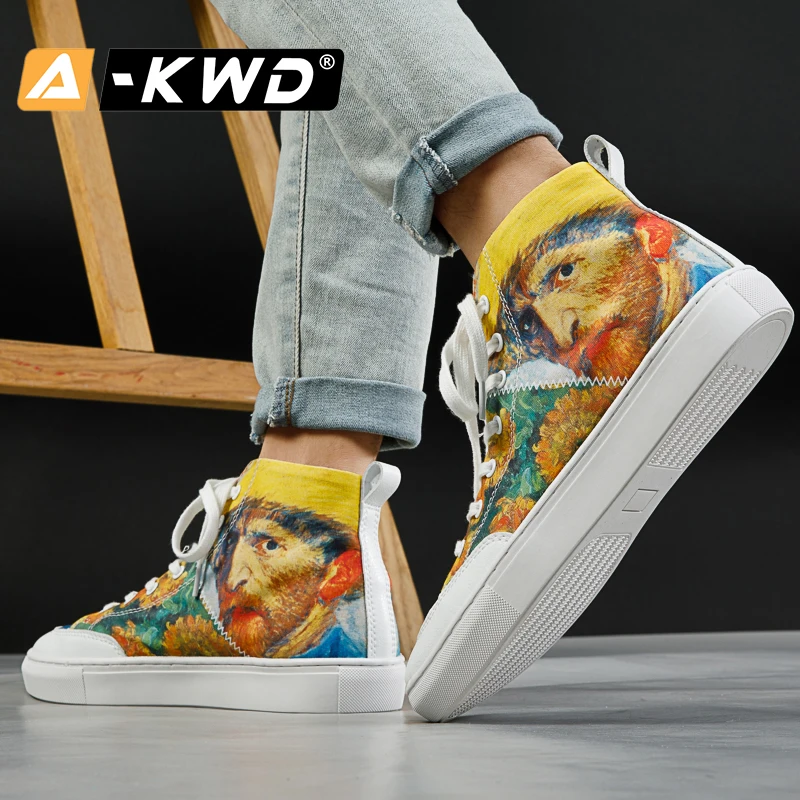 Кеды мужские высокие повседневная обувь для работы дышащие кроссовки