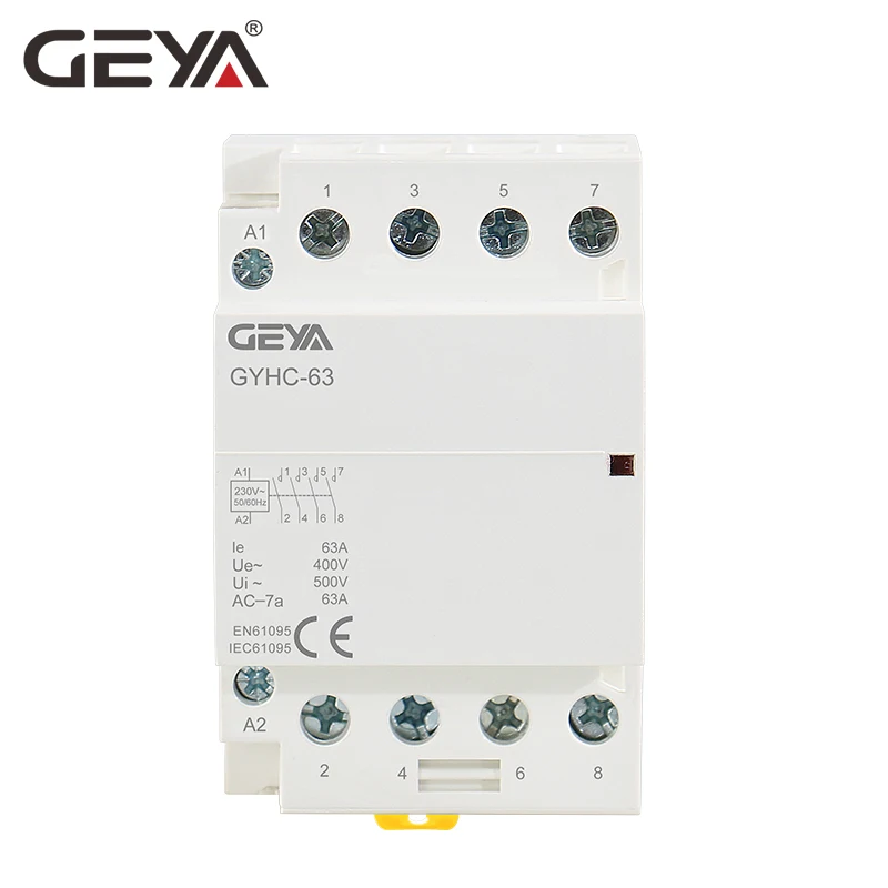 

GEYA GYHC 4P 40A 63A 220V/230V 50/60HZ Din Rail Household AC Modular Contactor 4NO or 2NC2NO