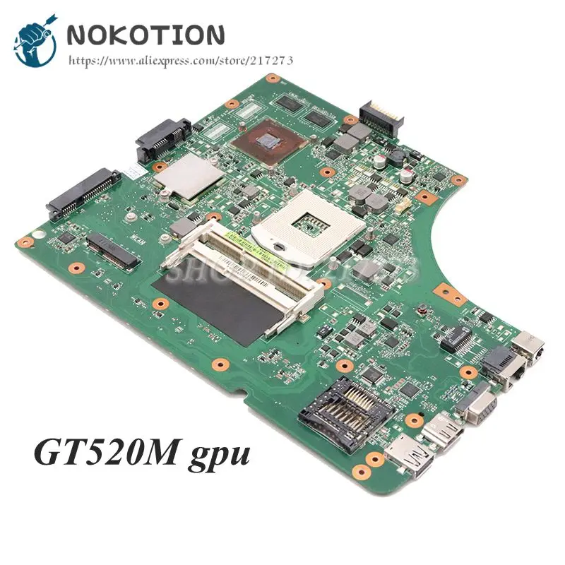 

NOKOTION Laptop Motherboard For Asus K53S X53S A53S K53SV REV 2.3 PC Main Board HM65 DDR3 GT520M graphics