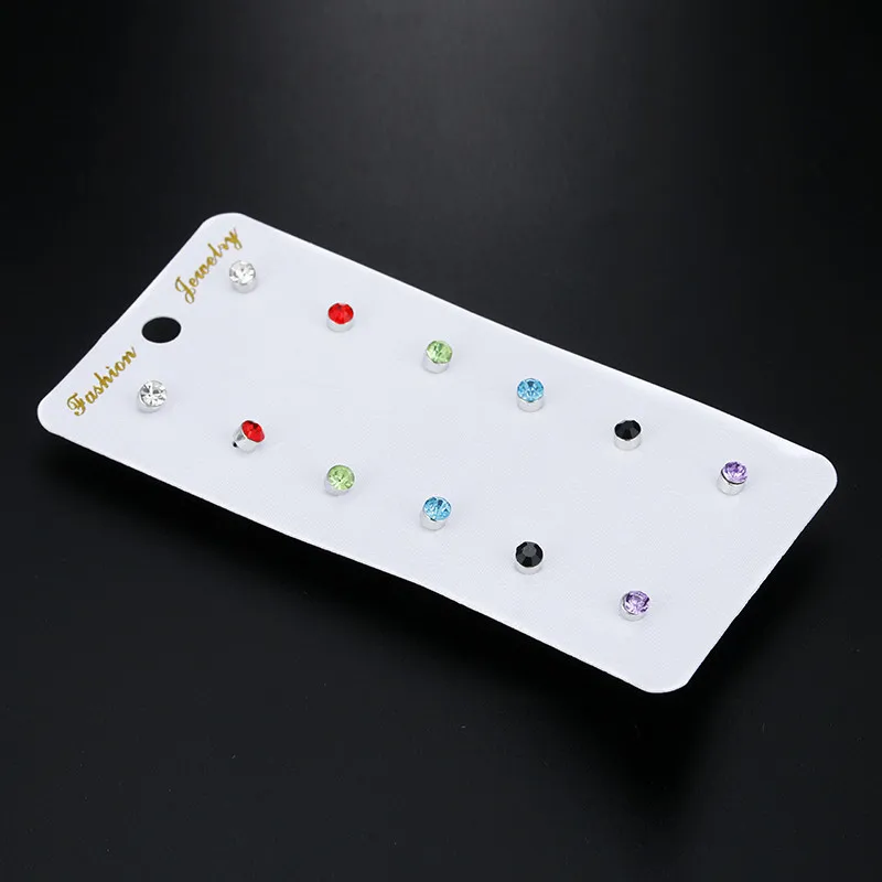 6 пар многоцветный камень кристалл серьги шпильки набор элегантные Pin Комплект