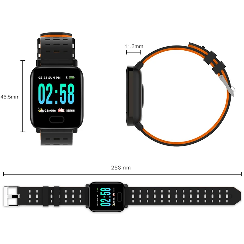 a6 smart watch wearable device ip67 waterproof bluetooth pedometer heart rate monitor color display smartwatch for androidios free global shipping