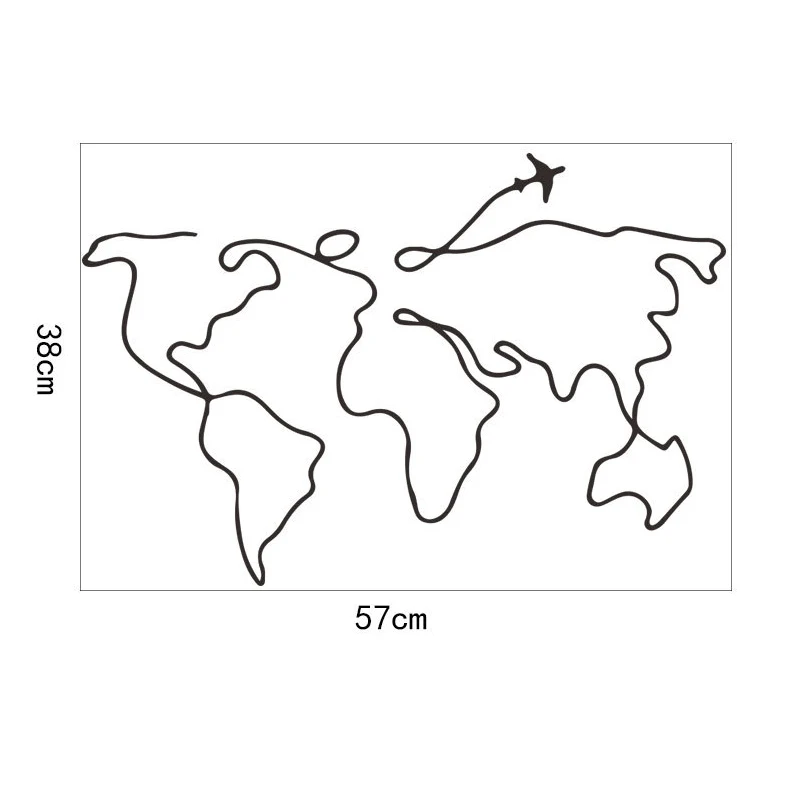 Карта мира контур узор настенный стикер для украшения офиса дома спальни
