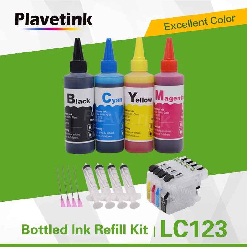 Чернильные картриджи Plavetink LC123 XL для принтера Brother LC 121 123 125 127 129 + 4 × 100