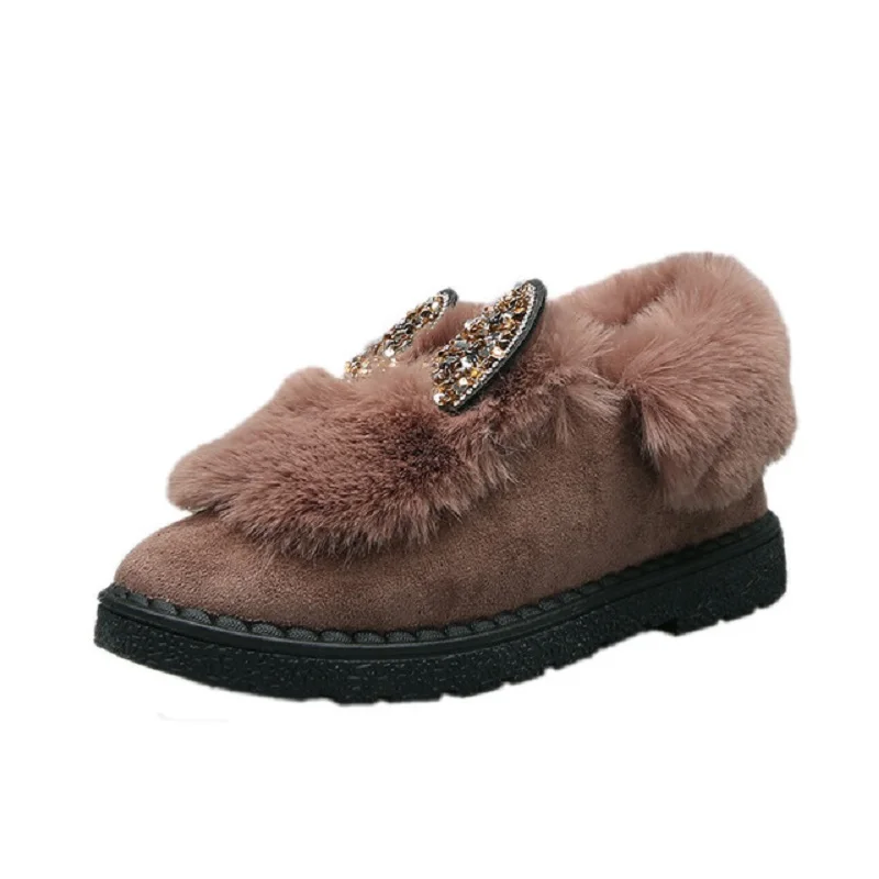 

Natascha Women Flats Cotton Slippers Women Non-slip Cute Wear Warm Home Autumn and Winter with Plush Round Toe Casual Flock