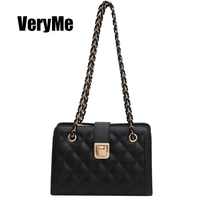 

VeryMe Fashion Vintage Square Bags Women's Retro Chain Underarm Bag Simple Ladies Daily Handbags Leather Flap Bag Bolso De Mujer