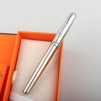 3pcs luxury silver stainless steel fountain pen 0 5mm nib school office name ink pens gift stationery