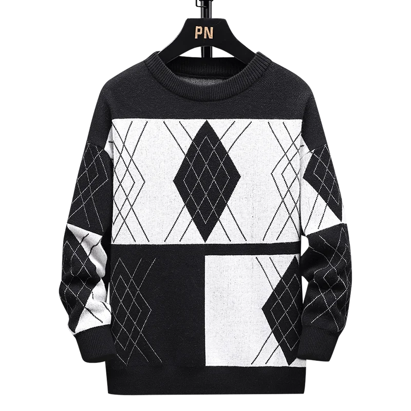 Повседневный клетчатый пуловер свободный свитер ретро ленивый ветер мода новый