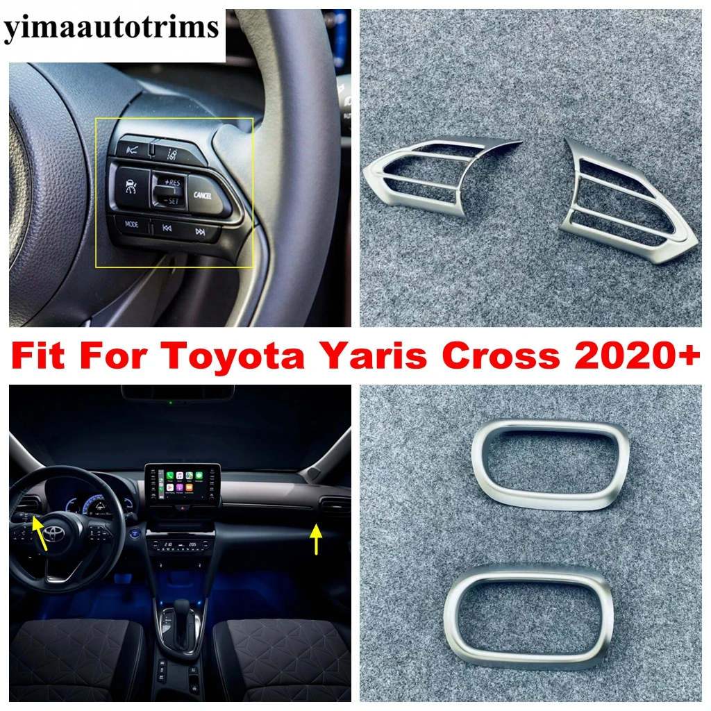 

Steering Wheel Button / Dashboard Side Air Outlet Decoration Cover Trim For Toyota Yaris Cross 2020 2021 Interior Accessories