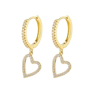 Женские серьги-кольца SIPENGJELFashion с подвеской в виде сердца, Геометрическая романтическая подвеска, серьги Huggies, 2021 тренд, ювелирные изделия