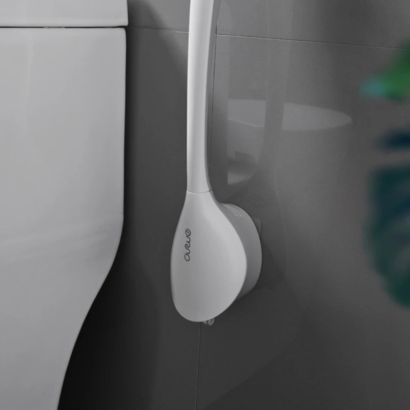 

Щетка для унитаза с настенным держателем-мягкая гибкая щетина из ТПР, нескользящая длинная ручка-глубокий очиститель для ванной комнаты