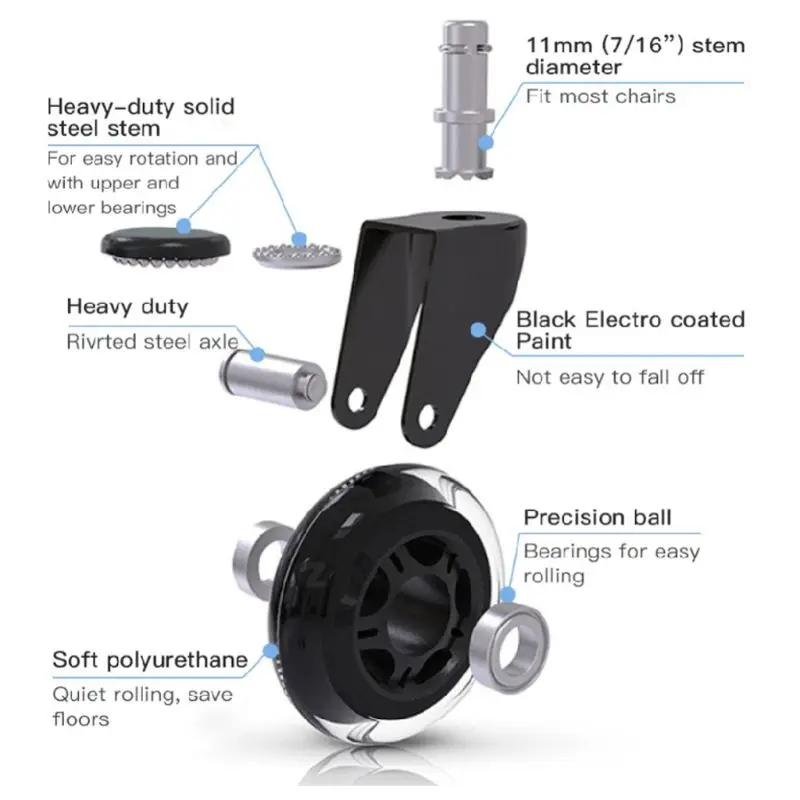 

New 5Pcs 11x22mm Office Chair Wheels Wivel Rubber Caster Wheel Safe Rolling Caster Replacements For Home Furniture Hardware