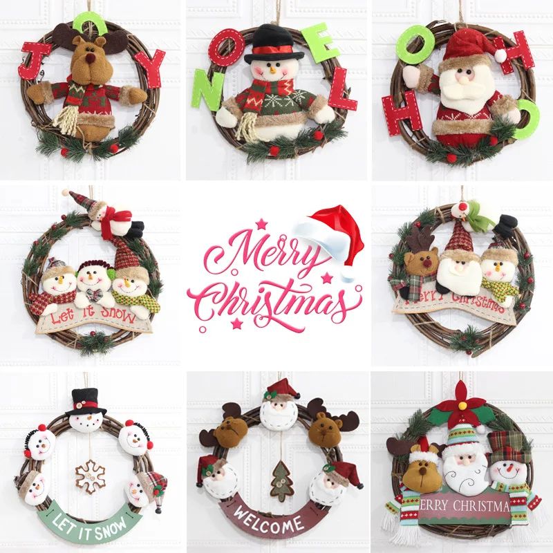 

Christmas Rattan Garland Christmas Tree Pendant Snowman Doll Doll Wreath Christmas Shopping Mall Store Window Door Hanging