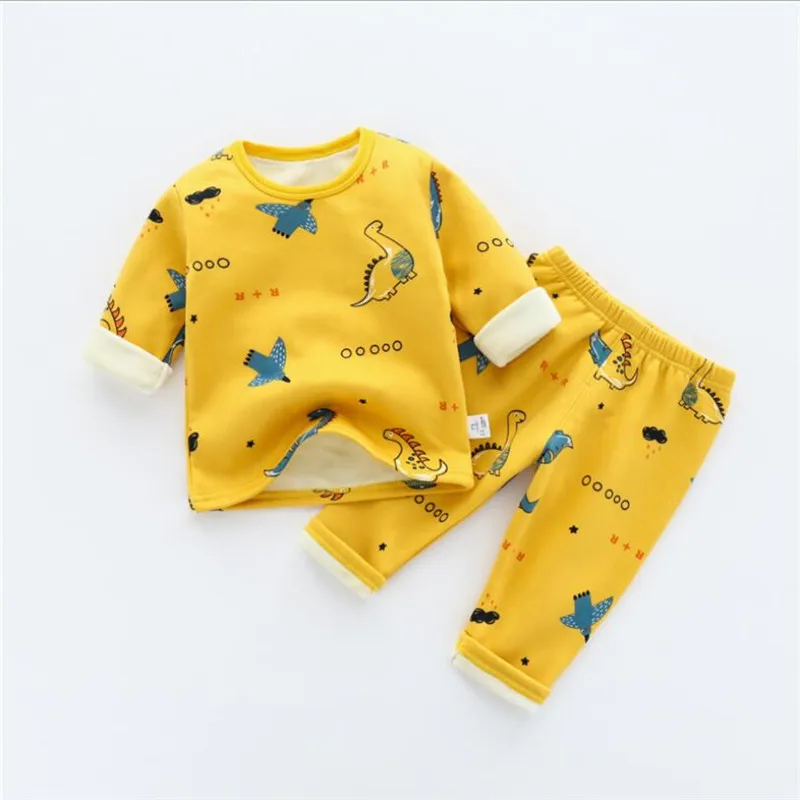 Хлопковая футболка с длинными рукавами для мальчиков рисунком динозавр пижамы