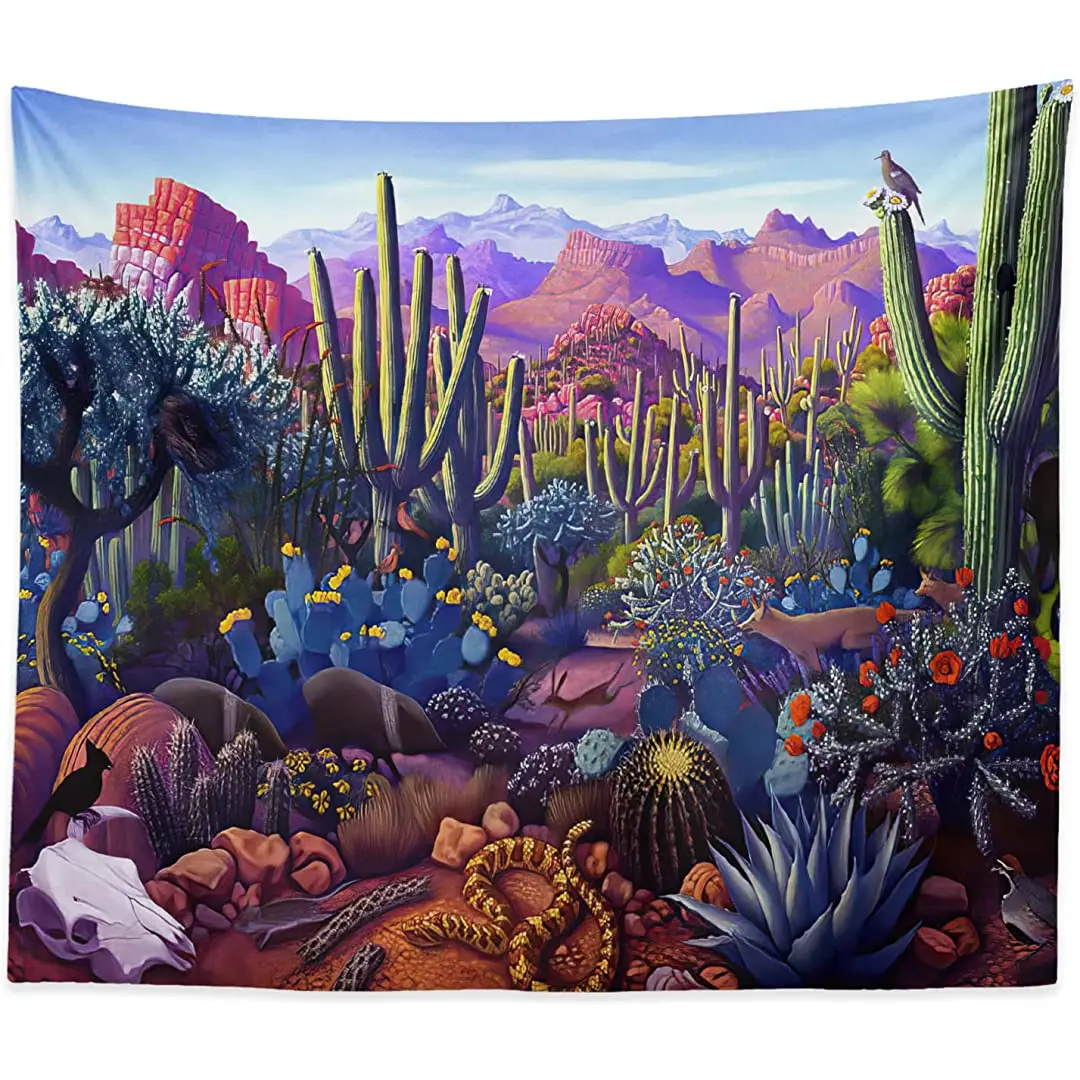 Гобелен с изображением пустыни кактуса природного ландшафта погремушки