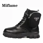 Мужские высокие ботинки на платформе, черные повседневные ботинки в стиле панк, с ремешком и пряжкой, дизайнерские ботинки с карманами, Уличная обувь на массивной подошве, 2019