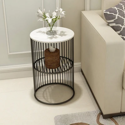 

Latest High Quality Nordic Small Marble Coffee Table Side Table Corner Living Room round Tea Table Simple Modern Bedside Table
