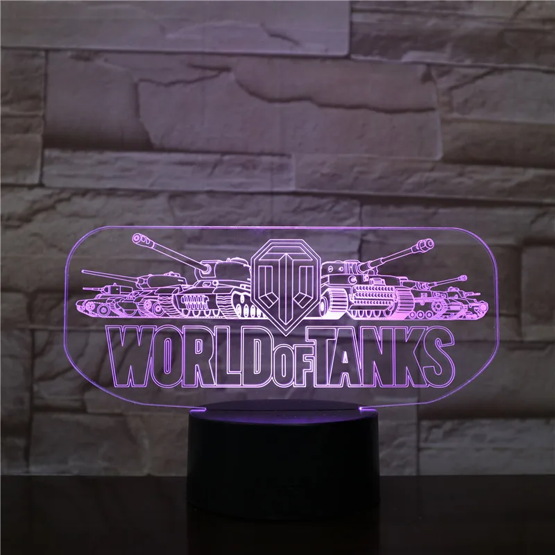 

Светодиодный ночник 3D с питанием от USB, акриловый прикроватный светильник для спальни с Blutooth, мир танка, стиль для детей