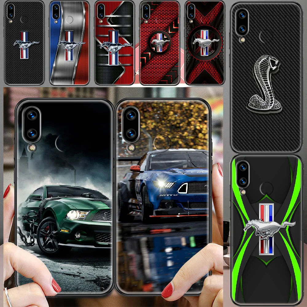 

Mustang Shelby Sports Car Phone case For Huawei Honor 6 7 8 9 10 10i 20 A C X Lite Pro Play black pretty shell 3D Etui silicone