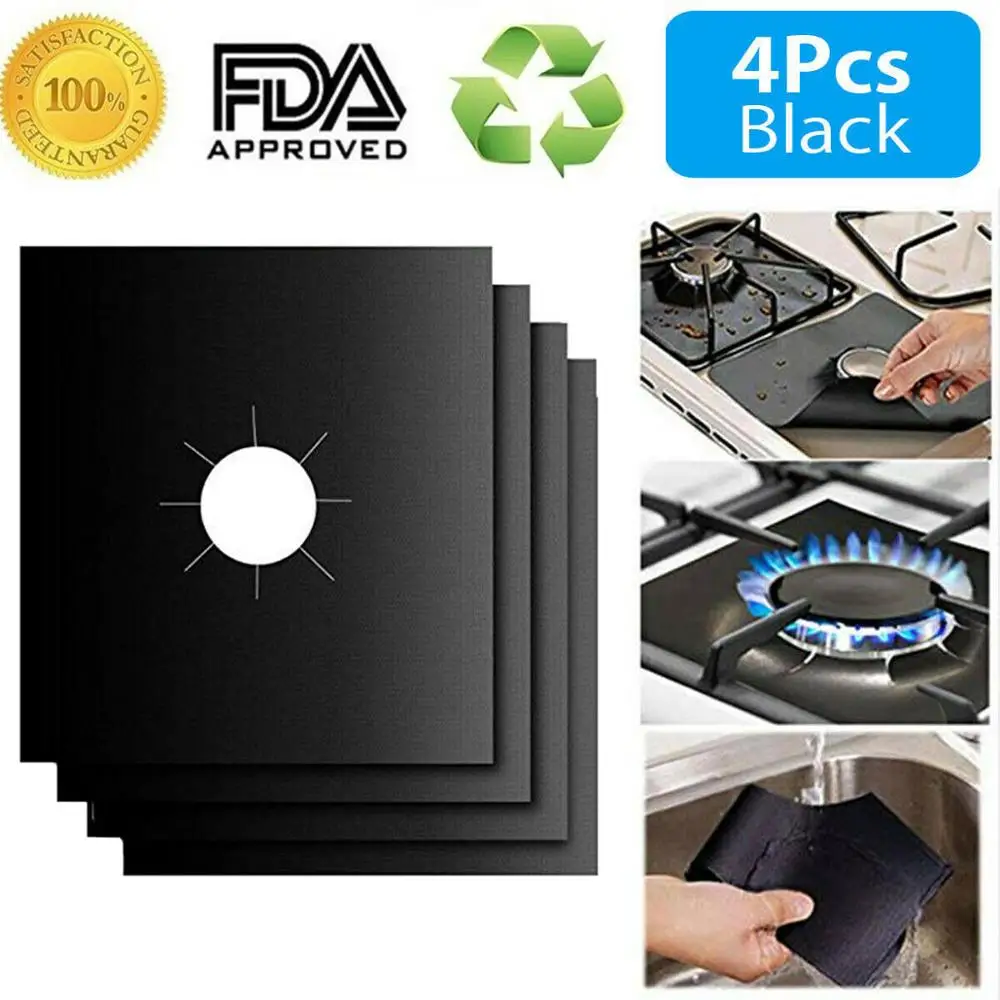 

4pcs Reusable Liner Clean Cook Non-stick Cover Anti-fouling and Anti-oil Cookware Parts Gas Range Stove Top Burner Protector