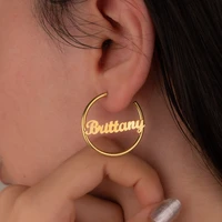 30mm 90mm custom name earrings stainless steel gold hoop circle personalized name earrings jewelry for women christmas gifts