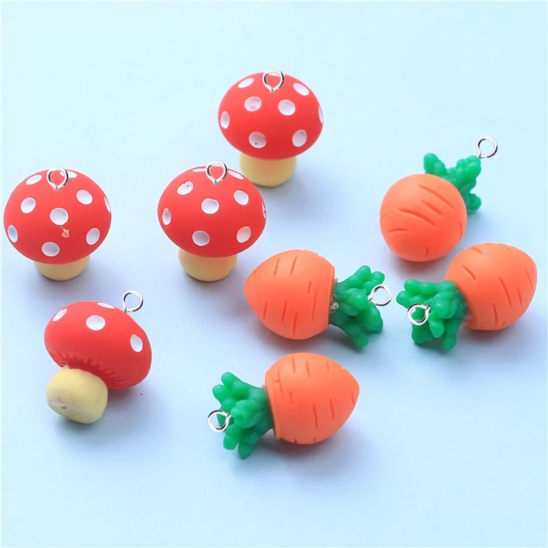 10 шт. Креативные 3D Подвески в виде грибов и моркови из смолы для сережек браслетов