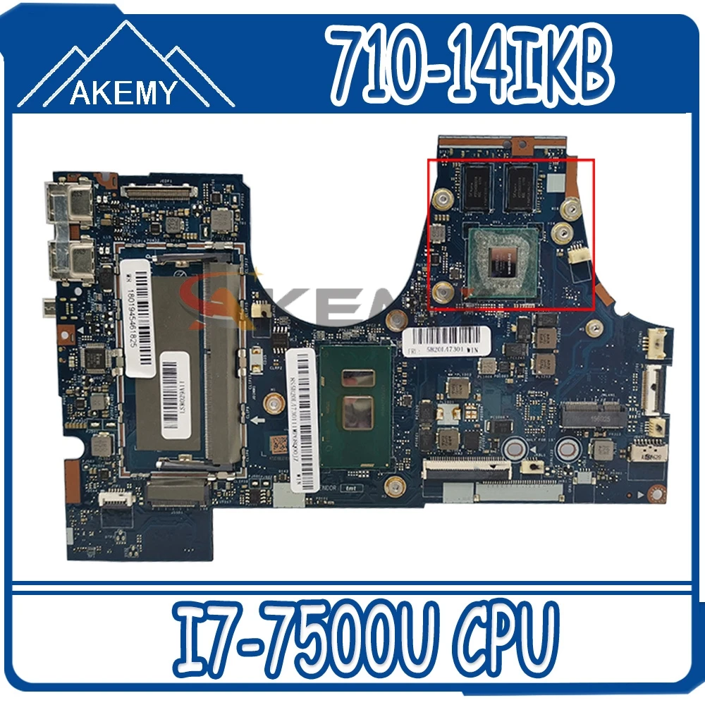 

High quality 5B20M14141 for Lenovo YOGA 710-14IKB Motherboard With I7-7500U CPU LA-D471P N16S-GTR-S-A2 2GB GPU Tested