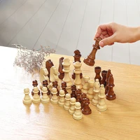32pcs 2 53in wooden carved chess pieces hand crafted set 65mm82mm king size toys children birthdays christmas gift chess games