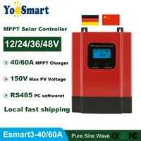 esmart3 mppt 40a 60a solar charge controller 12v24v3648v auto lcd display max 150v solar panel input high efficiency charging