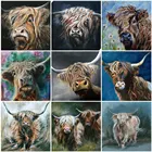 LZAIQIZG камни в форме ромбакруглый 5D DIY алмазная живопись Як корова животные Алмазная вышивка крупного рогатого скота, вышитая бисером стразы ремесла подарок