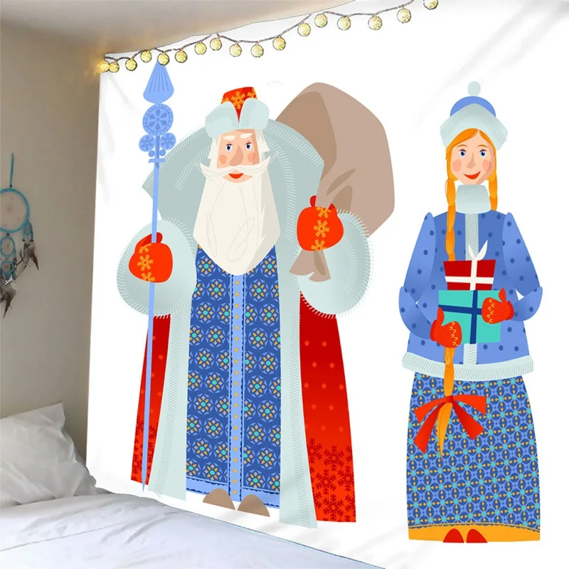 Santa Claus Tapestry Beautiful Snow Maiden Wall Hanging Tapestry High Quality 3D Coverlet Waterproof Tapestry Christmas Decor