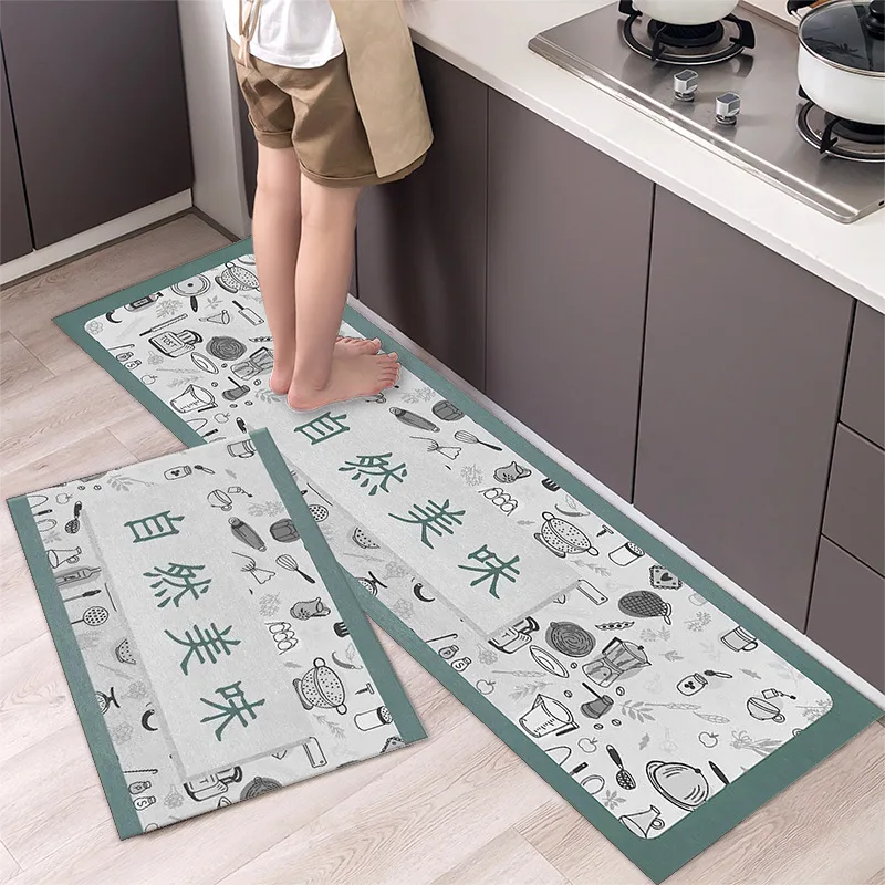 

Fashionable Simple Nordic StyleWaterproof Kitchen Floor Mat Household Carpet Long Strip Door Mat Modern Home Decor