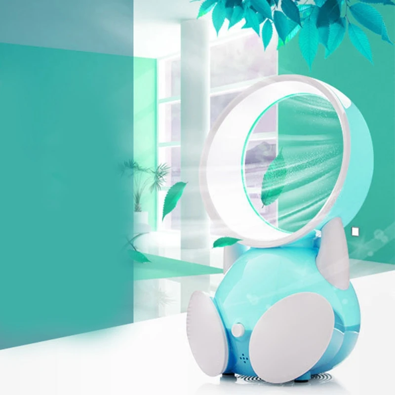 

Cute Cartoon Bladeless Quiet Mini Fan Portable Desktop Air Coolers USB Charging Smart Personal Cooling Tool for Summer Home