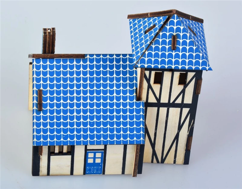 

Laser Cutting 3D Wooden Puzzle Jigsaw Construction Western Style Farmhouse DIY Manual Assembly Kit Kids Wooden Toys