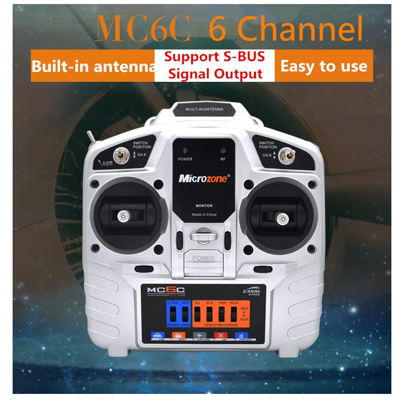 MicroZone MC6C Model Aircraft Remote Control With 2.4G Receiver  For SU27 Fixed Wing Aircraft Through The 4 Axis KT Board Machin
