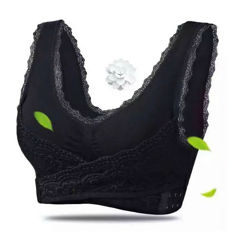 

Women Sexy Lingerie Lace Solid Cross Side Buckle Wireless Push up Sports Underwear Breathable Sleep Bra Seamless Breathable