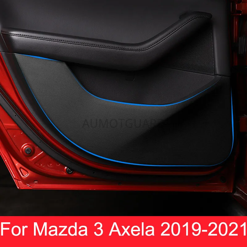 

Car PU Leather Door Protector Pad Door Plank Anti Kick Pad Anti-dirty Pad Mat Cover Sticker For Mazda 3 Axela 2019 2020 2021