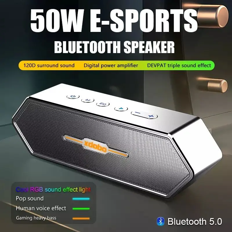 Bluetooth колонка 50 Вт мощный бас Беспроводная игровая Модная Портативная звуковая