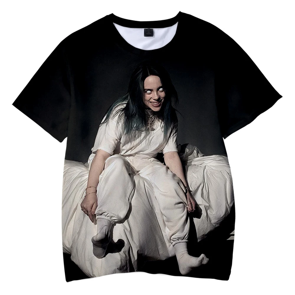 Billie Eilish/ летняя футболка для мальчиков, Детская футболка с 3d принтом для мальчиков и девочек, детская одежда для 4, 5, 6, 7, 8, 9, 10, 12 лет