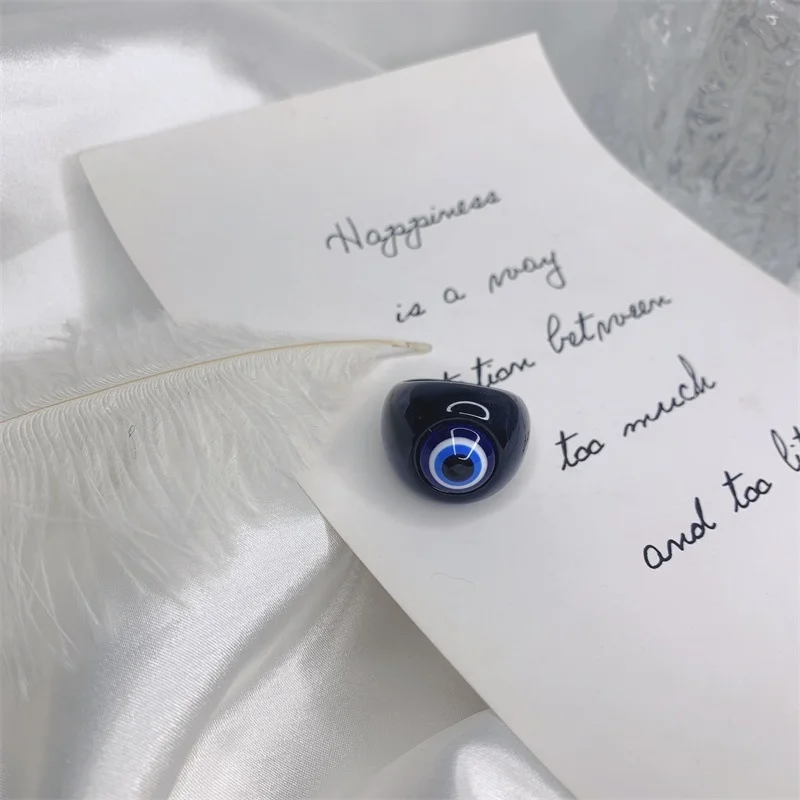 

10 Pcs New Design Jewelry Rings Eyes Bang Rings Mix Color Resin Rings Eyes Blue Eyes Glittering Powder Resin Geometric Ring