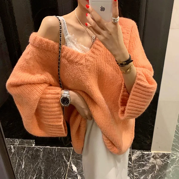 

Women's blouses maxi women's pullovers winter knitting overszie mango long girls tops loose knitted-or-crocheted outerwear thick