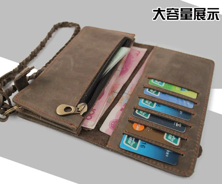 

Genuine leather cow skin men casual long purse card holder