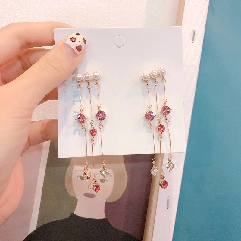 

Korean popular wild temperament elegant tassel earrings for women brincos fashion jewelry mujer geometric