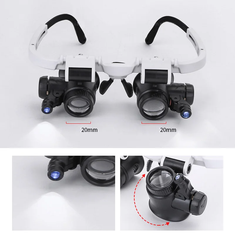 1 шт. профессиональный телескоп Лупа двойной СВЕТОДИОДНЫЙ с подсветкой