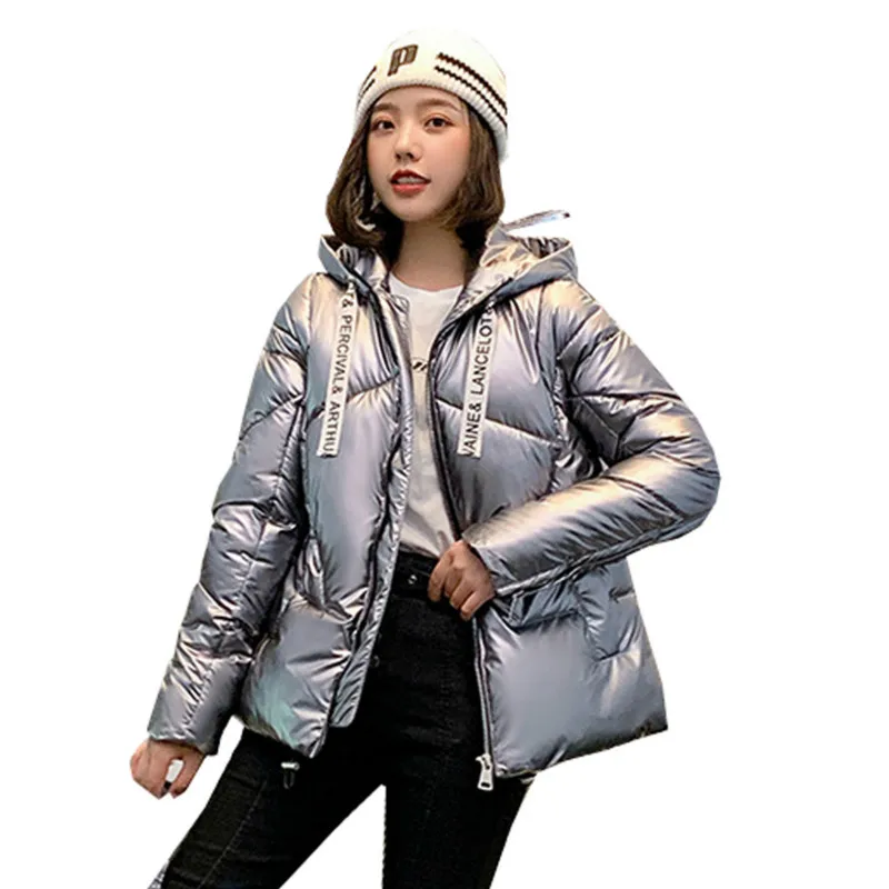 

Female Puffer Jacket Women Hooded Winter Coat Solid Glossy Warm Bubble Parka Abrigos Mujer Invierno 2019 Chaqueta Mujer