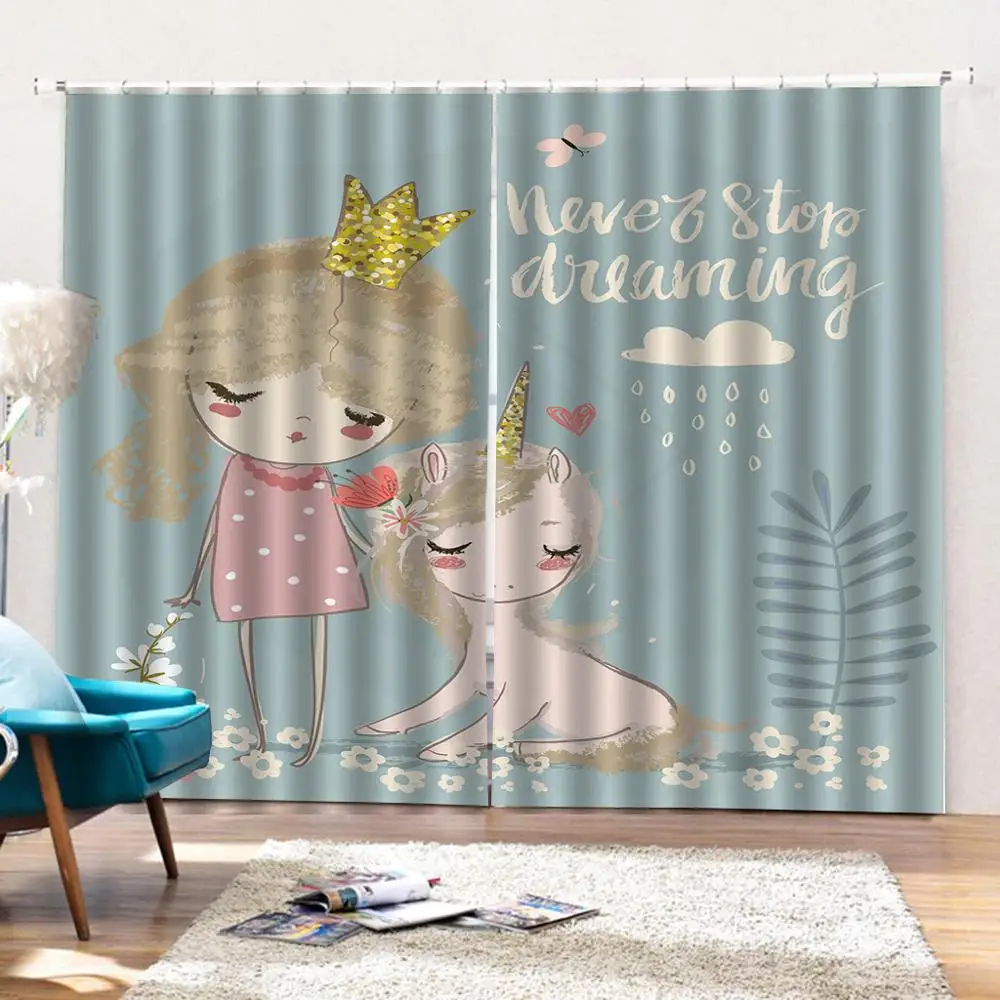 Decoration curtains Photo 3D Curtains for Living Room Window blue girls | Дом и сад