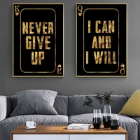 motivational life quotes on golden poker poster nordic canvas prints wall art painting picture for living room cuador decoration