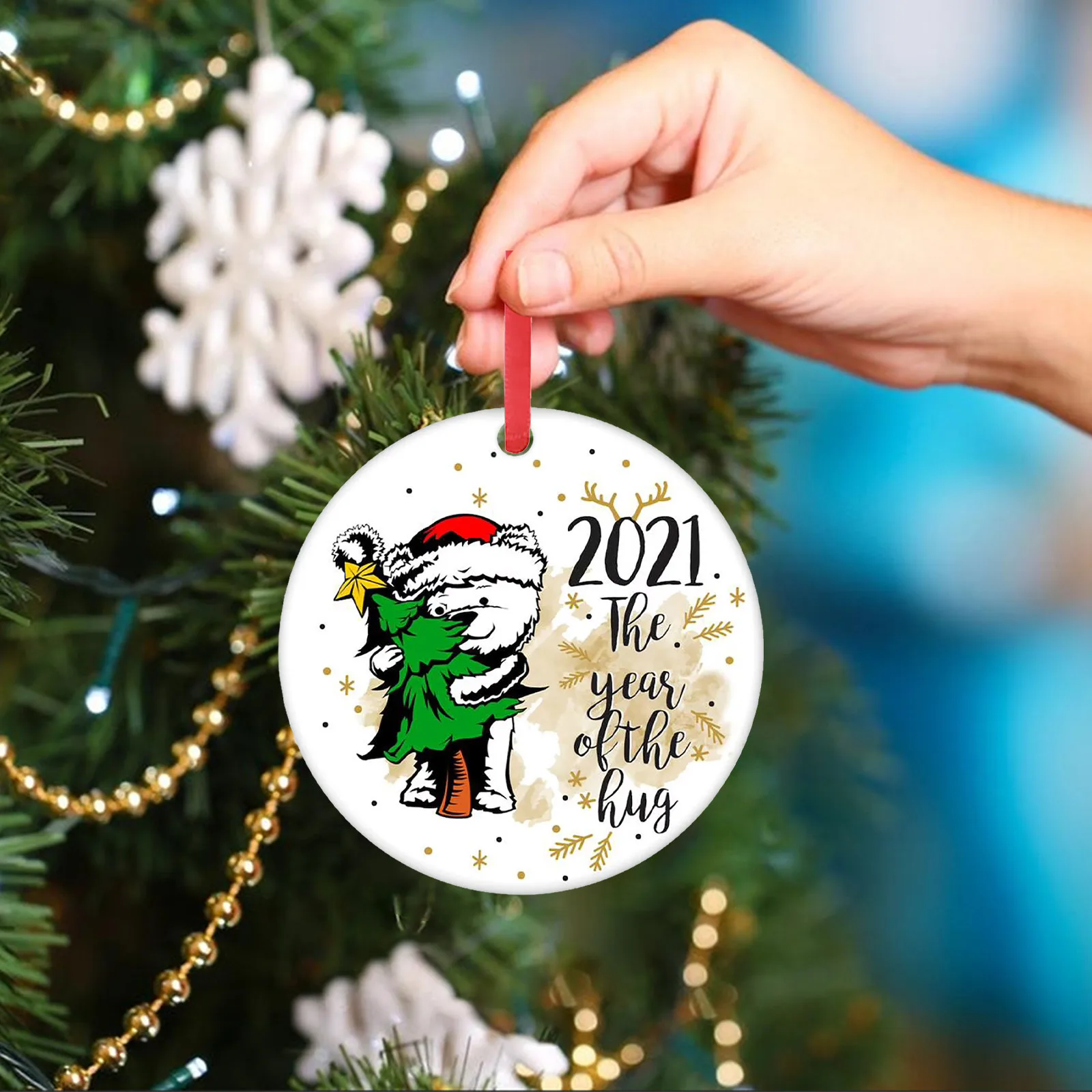 

2021 Christmas Drop Ornaments Hanging Decoration Gift Product Personalized Family Christmas Tree Decor for Home Xmas Navidad