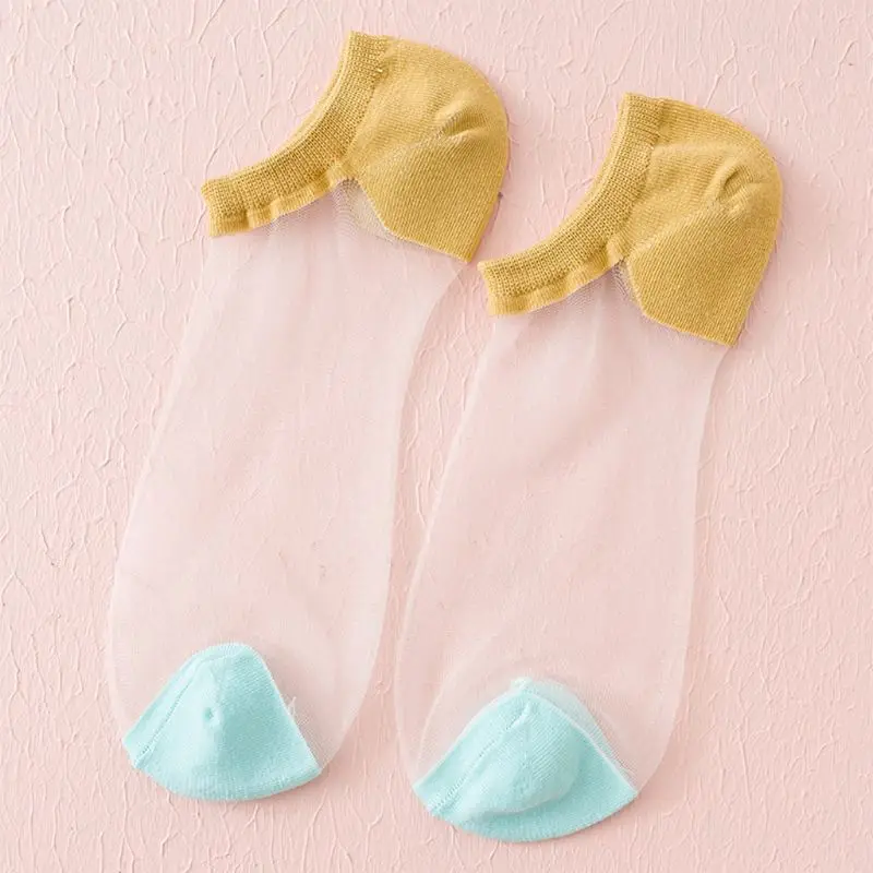 Женская прозрачная стекловолокнистая Лодка Носки ярких цветов Нескользящие