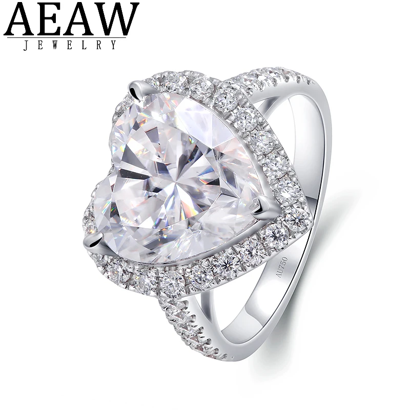 

14k White Gold DF Color VVS1 Heart Excellent Cut 5.0Carat 11mm Moissanite Halo Engagment Ring Fine Ring for Women GRA